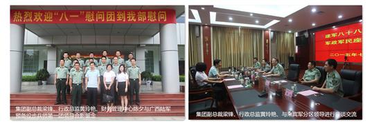 八一慰问暖兵心，军企共叙鱼水情 ——庄闲和集团有限公司
庆祝建军88周年走访慰问活动