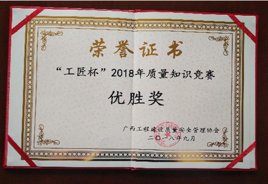 庄闲和集团有限公司
喜获全区“工匠杯”2018年质量知识竞赛佳绩
